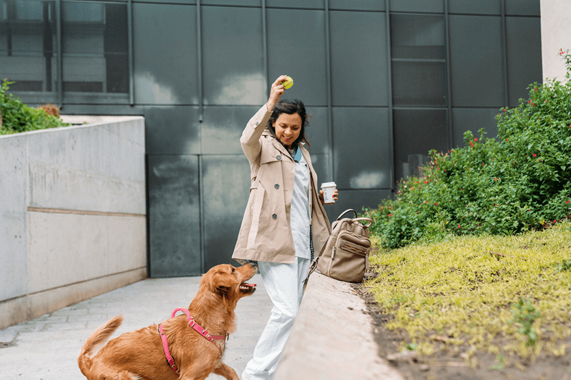 Husky and owners outdoors in the snow